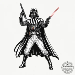 Graphic novel art of darth vader in a dynamic... - эскиз тату (№1752630463_0, 16.07.2025 01:47) — tattoo-photo.ru