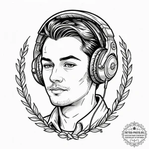 Headphones, tattoo flash sheet design, on a c... - эскиз тату (№1752630546_0, 16.07.2025 01:49) — tattoo-photo.ru