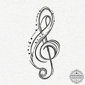 Treble clef, ink illustration for tattoo, bla... - эскиз тату (№1752630713_0, 16.07.2025 01:51) — tattoo-photo.ru