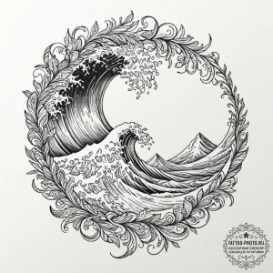 Tattoo design a crashing wave, powerful and r... - эскиз тату (№1752631549_0, 16.07.2025 02:05) — tattoo-photo.ru