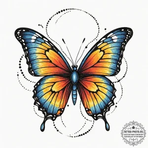 Tattoo design a minimalist butterfly with dot... - эскиз тату (№1752631631_0, 16.07.2025 02:07) — tattoo-photo.ru