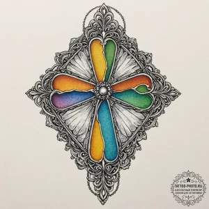 A close-up of a piece of sea glass, worn smoo... - эскиз тату (№1752632383_0, 16.07.2025 02:19) — tattoo-photo.ru