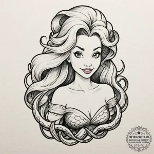 A neo-traditional tattoo of ursula from the l... - эскиз тату (№1752632634_0, 16.07.2025 02:23) — tattoo-photo.ru