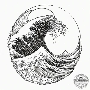 Tattoo design a crashing wave, powerful and r... - эскиз тату (№1752633219_0, 16.07.2025 02:33) — tattoo-photo.ru