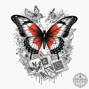 Tattoo design a butterfly with wings that are... - эскиз тату (№1752634138_0, 16.07.2025 02:48) — tattoo-photo.ru