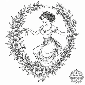 Tattoo design: a silhouette of lada dancing g... - эскиз тату (№1752634747_0, 16.07.2025 02:59) — tattoo-photo.ru