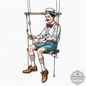 A marionette with cut strings, tattoo line ar... - эскиз тату (№1752635801_0, 16.07.2025 03:16) — tattoo-photo.ru