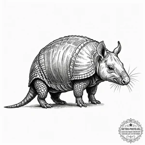 An armadillo, ink illustration for tattoo, ro... - эскиз тату (№1752636326_0, 16.07.2025 03:25) — tattoo-photo.ru