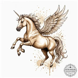 Pegasus, tattoo line art, sepia tone sketch,... - эскиз тату (№1752636626_0, 16.07.2025 03:30) — tattoo-photo.ru