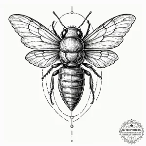 Tattoo design a cicada with its wings looking... - эскиз тату (№1752637226_0, 16.07.2025 03:40) — tattoo-photo.ru