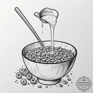 A shot of a glass of milk being poured into a... - эскиз тату (№1752638203_0, 16.07.2025 03:56) — tattoo-photo.ru
