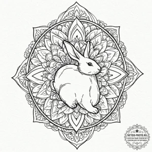 Rabbit, tattoo line art, geometric tattoo sty... - эскиз тату (№1752640232_0, 16.07.2025 04:30) — tattoo-photo.ru