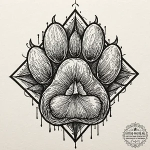 Paw, artistic tattoo sketch, on a clean white... - эскиз тату (№1752641135_0, 16.07.2025 04:45) — tattoo-photo.ru
