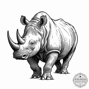 Tattoo design a charging rhinoceros, represen... - эскиз тату (№1752641286_0, 16.07.2025 04:48) — tattoo-photo.ru