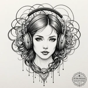 Tattoo design a gaming headset with wires tha... - эскиз тату (№1752642715_0, 16.07.2025 05:11) — tattoo-photo.ru