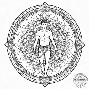 Tattoo sketch a silhouette of a man standing... - эскиз тату (№1752642940_0, 16.07.2025 05:15) — tattoo-photo.ru