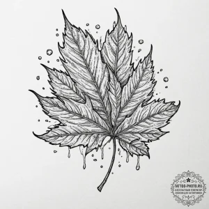 Tattoo sketch a single, powerful leaf breakin... - эскиз тату (№1752643242_0, 16.07.2025 05:20) — tattoo-photo.ru