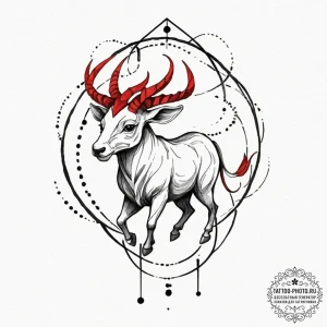Tattoo sketch a neo-traditional zodiac animal... - эскиз тату (№1752643996_0, 16.07.2025 05:33) — tattoo-photo.ru