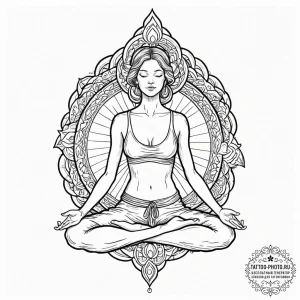 Tattoo design a stylized human figure meditat... - эскиз тату (№1752644146_0, 16.07.2025 05:35) — tattoo-photo.ru
