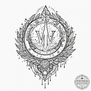 Tattoo design a glowing "victory screen" with... - эскиз тату (№1752644945_0, 16.07.2025 05:49) — tattoo-photo.ru