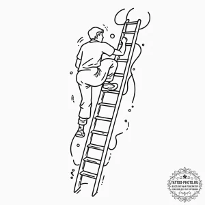 Tattoo sketch a human figure climbing a ladde... - эскиз тату (№1752645020_0, 16.07.2025 05:50) — tattoo-photo.ru