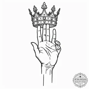 A minimalist tattoo of the hand of the king p... - эскиз тату (№1752645473_0, 16.07.2025 05:57) — tattoo-photo.ru