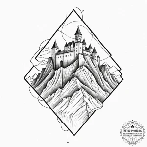 Tattoo sketch a geometric depiction of a moun... - эскиз тату (№1752645773_0, 16.07.2025 06:02) — tattoo-photo.ru