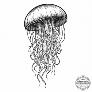 Jellyfish with tentacles made of cosmic nebul... - эскиз тату (№1752645997_0, 16.07.2025 06:06) — tattoo-photo.ru