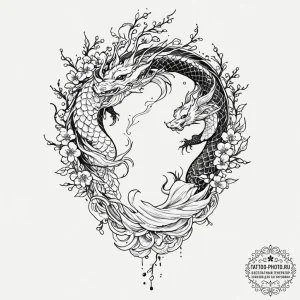 Tattoo sketch two trees whose branches merge... - эскиз тату (№1752646748_0, 16.07.2025 06:19) — tattoo-photo.ru