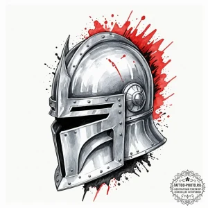 Tattoo design a knight's helmet with a subtle... - эскиз тату (№1752646897_0, 16.07.2025 06:21) — tattoo-photo.ru