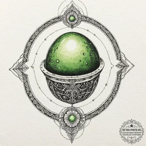 A watercolor design of an alien egg, pulsing... - эскиз тату (№1752647048_0, 16.07.2025 06:24) — tattoo-photo.ru