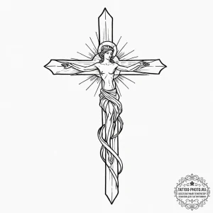 Cross, tattoo drawing outline, on a clean whi... - эскиз тату (№1752647584_0, 16.07.2025 06:33) — tattoo-photo.ru