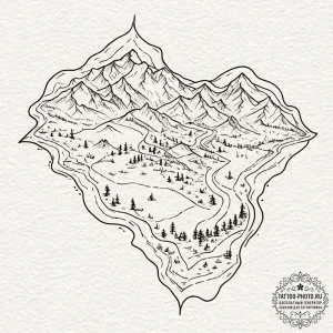 Tattoo design a simple map line tracing a sha... - эскиз тату (№1752648092_0, 16.07.2025 06:41) — tattoo-photo.ru