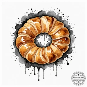 Croissant, concept art for tattoo, watercolor... - эскиз тату (№1752648397_0, 16.07.2025 06:46) — tattoo-photo.ru