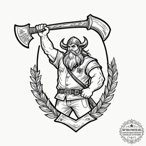 A graphic novel style panel of gimli, axe in... - эскиз тату (№1752649051_0, 16.07.2025 06:57) — tattoo-photo.ru