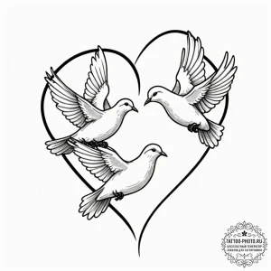 Tattoo design a pair of doves in flight, symb... - эскиз тату (№1752649296_0, 16.07.2025 07:01) — tattoo-photo.ru