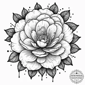 Camellia, tattoo sketch design, black and gre... - эскиз тату (№1752650436_0, 16.07.2025 07:20) — tattoo-photo.ru