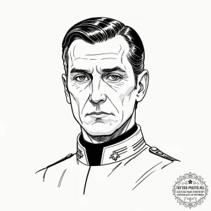 A graphic novel style portrait of grand admir... - эскиз тату (№1752651003_0, 16.07.2025 07:30) — tattoo-photo.ru