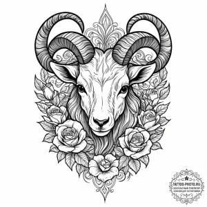 Tattoo design a capricorn goat-fish, with the... - эскиз тату (№1752651330_0, 16.07.2025 07:35) — tattoo-photo.ru
