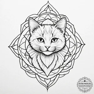 Kitten, tattoo drawing outline, geometric tat... - эскиз тату (№1752651739_0, 16.07.2025 07:42) — tattoo-photo.ru