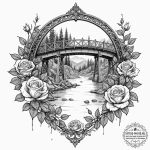A view of a bridge from directly underneath,... - эскиз тату (№1752651819_0, 16.07.2025 07:43) — tattoo-photo.ru