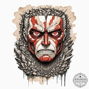 A watercolor tattoo of the colossal titan pee... - эскиз тату (№1752652146_0, 16.07.2025 07:49) — tattoo-photo.ru