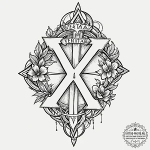 A chicano lettering tattoo of "veritas" and "... - эскиз тату (№1752652800_0, 16.07.2025 08:00) — tattoo-photo.ru
