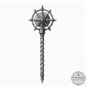 Tattoo sketch a medieval mace with a simple,... - эскиз тату (№1752653537_0, 16.07.2025 08:12) — tattoo-photo.ru