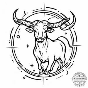 Tattoo sketch the zodiac glyph with a single,... - эскиз тату (№1752654196_0, 16.07.2025 08:23) — tattoo-photo.ru