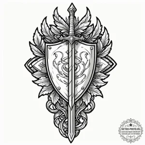 Tattoo design a pixelated sword and shield cr... - эскиз тату (№1752658233_0, 16.07.2025 09:30) — tattoo-photo.ru