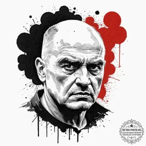 A watercolor sketch of colonel kurtz's face e... - эскиз тату (№1752659191_0, 16.07.2025 09:46) — tattoo-photo.ru