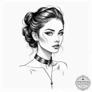 Tattoo design a neck with a delicate line res... - эскиз тату (№1752659898_0, 16.07.2025 09:58) — tattoo-photo.ru