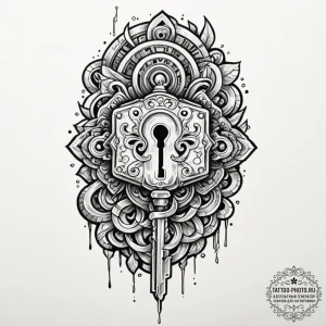 Tattoo design a key unlocking a hidden chambe... - эскиз тату (№1752660209_0, 16.07.2025 10:03) — tattoo-photo.ru