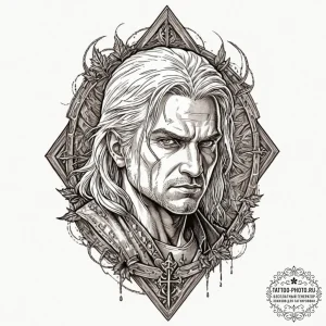 ведьмак (the witcher), concept art for tattoo... - эскиз тату (№1752661853_0, 16.07.2025 10:30) — tattoo-photo.ru